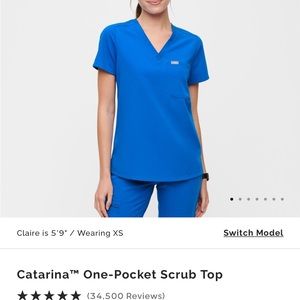 Figs Blue Catarina One-Pocket Scrub Top